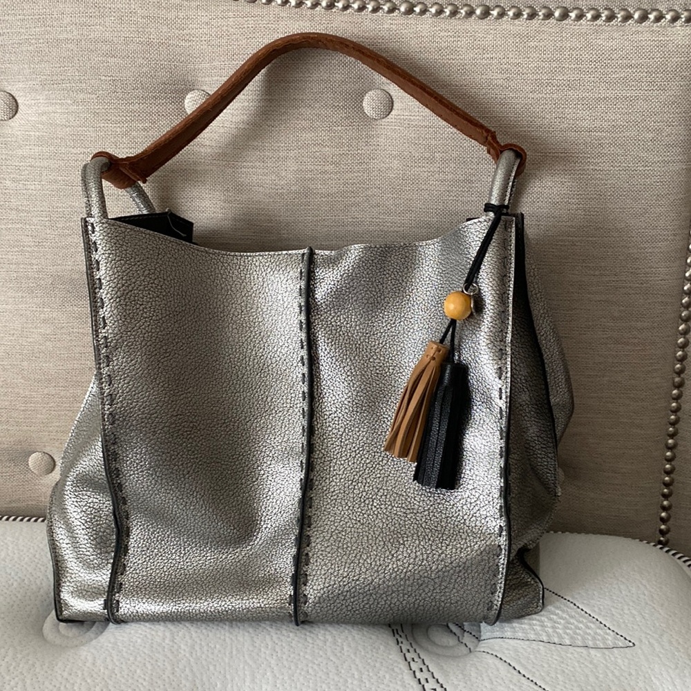 The Sak Los Feliz Large Tote like new silver
